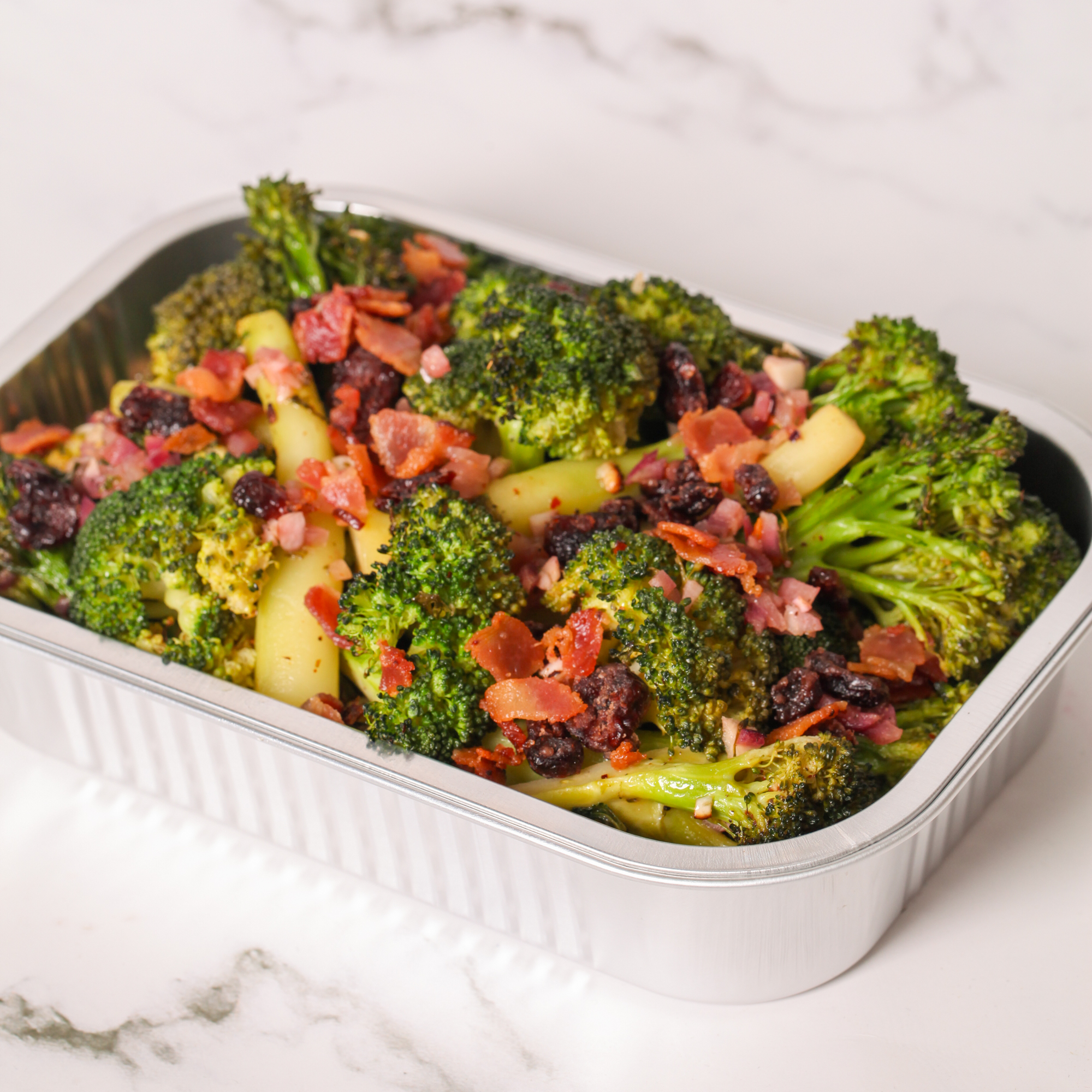 Chili garlic broccolini with bacon and shallot vinaigrette